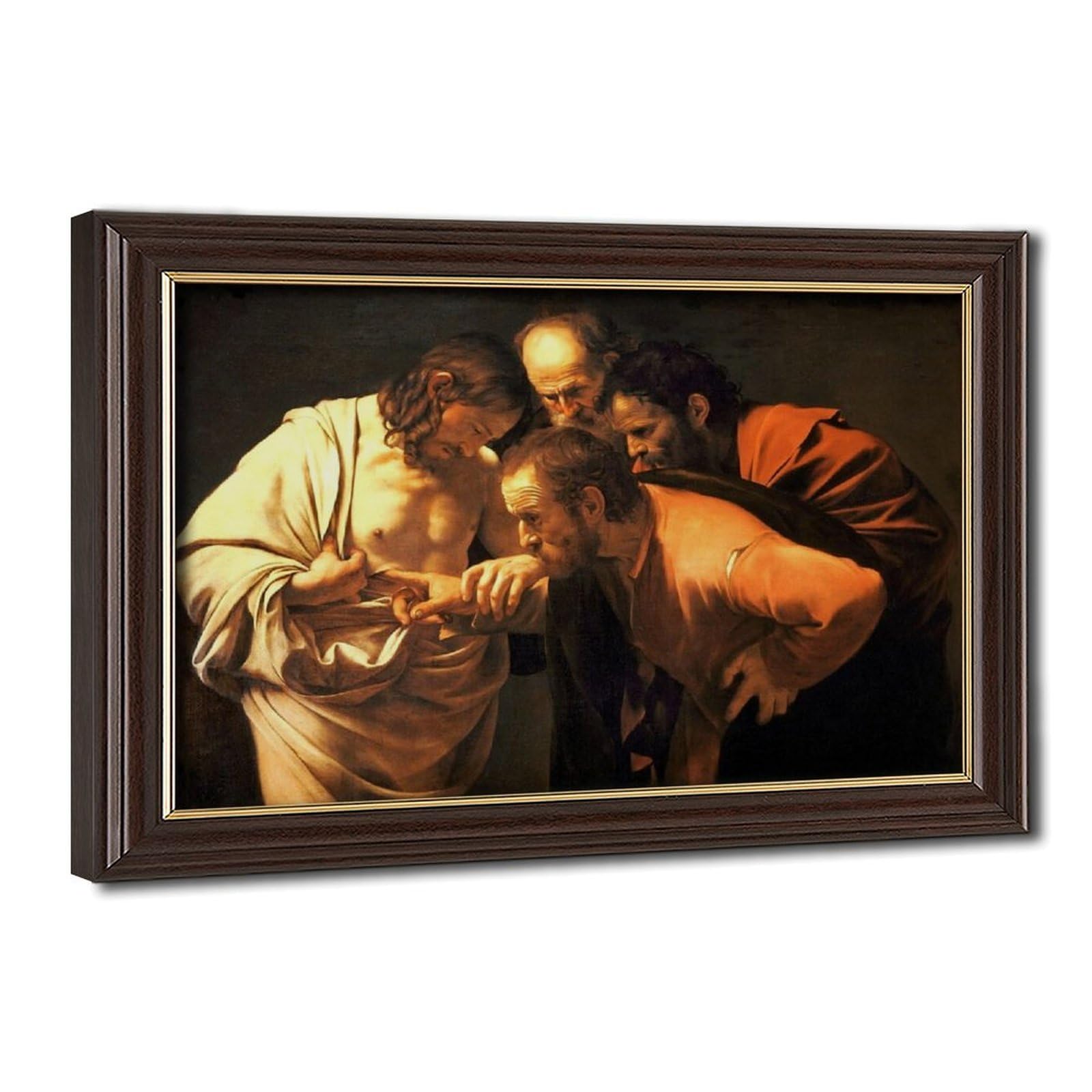 WCYB Caravaggio - The Incredulity of Saint Thomas Posters Prints Canvas Deco Paintings Wall Art Hangable Frame 24" L X 36" W