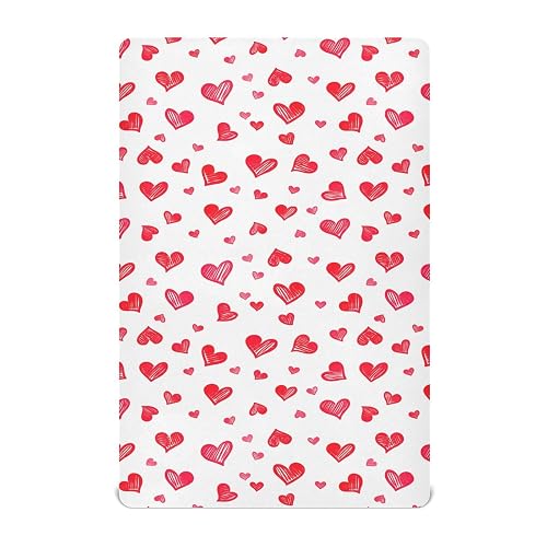Red Heart Love Baby Crib Sheet Soft and Breathable Crib