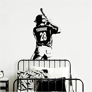 Baseball Wall Art - Custom Name Baseball Decal - Baseball player bedroom Wall decor - Baseball vinyl sticker Choose Name and Jersey Numbers