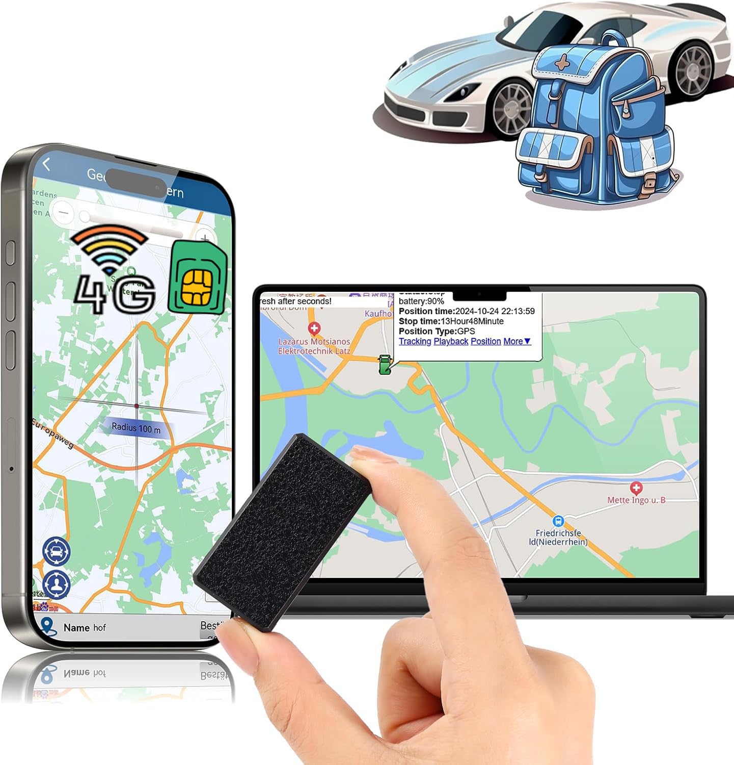 Mini GPS Tracker Universel Magnétique Pour Voiture, Vélo - Sans Fil, Neuf