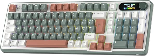RK ROYAL KLUDGE S98 ES Mechanical Keyboard with Smart Display and Button, Top Mount 96% BT/2.4G/USB-C Wireless Mechanical Keyboard, Hot-Swappable, Software Support, 98 Keys, QWERTY Spanish