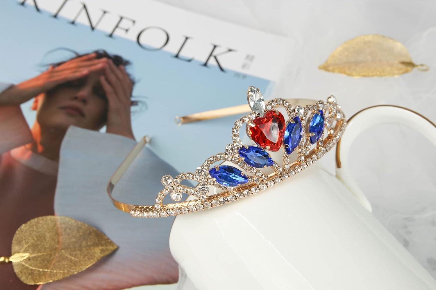 Snow White Crown Princess Snow White Headdress Tiara Halloween Costume Accessories for Women Girls Birthday Gift
