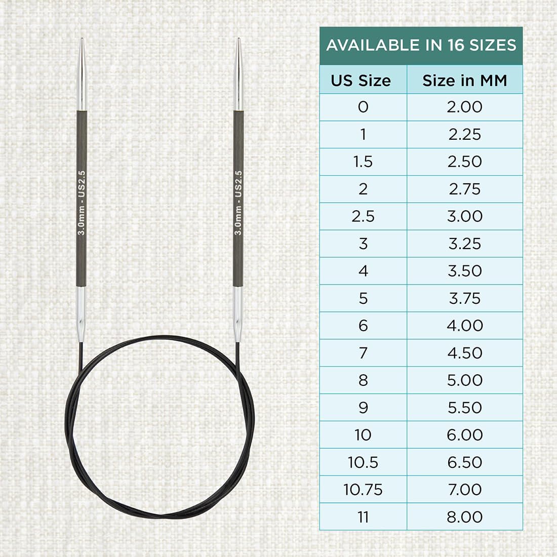 KnitPro Karbonz Fixed Circular Needle 24"(60cm) | US Size 2.5 (3mm)