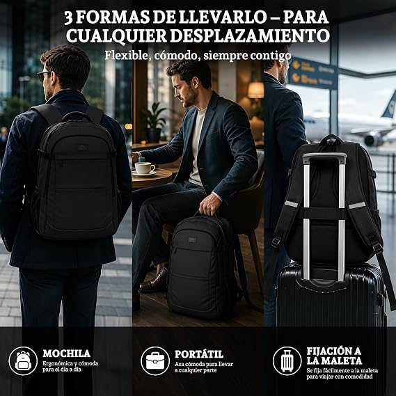 Laptop Backpack, Laptop Backpack, Jet Black, 17.3