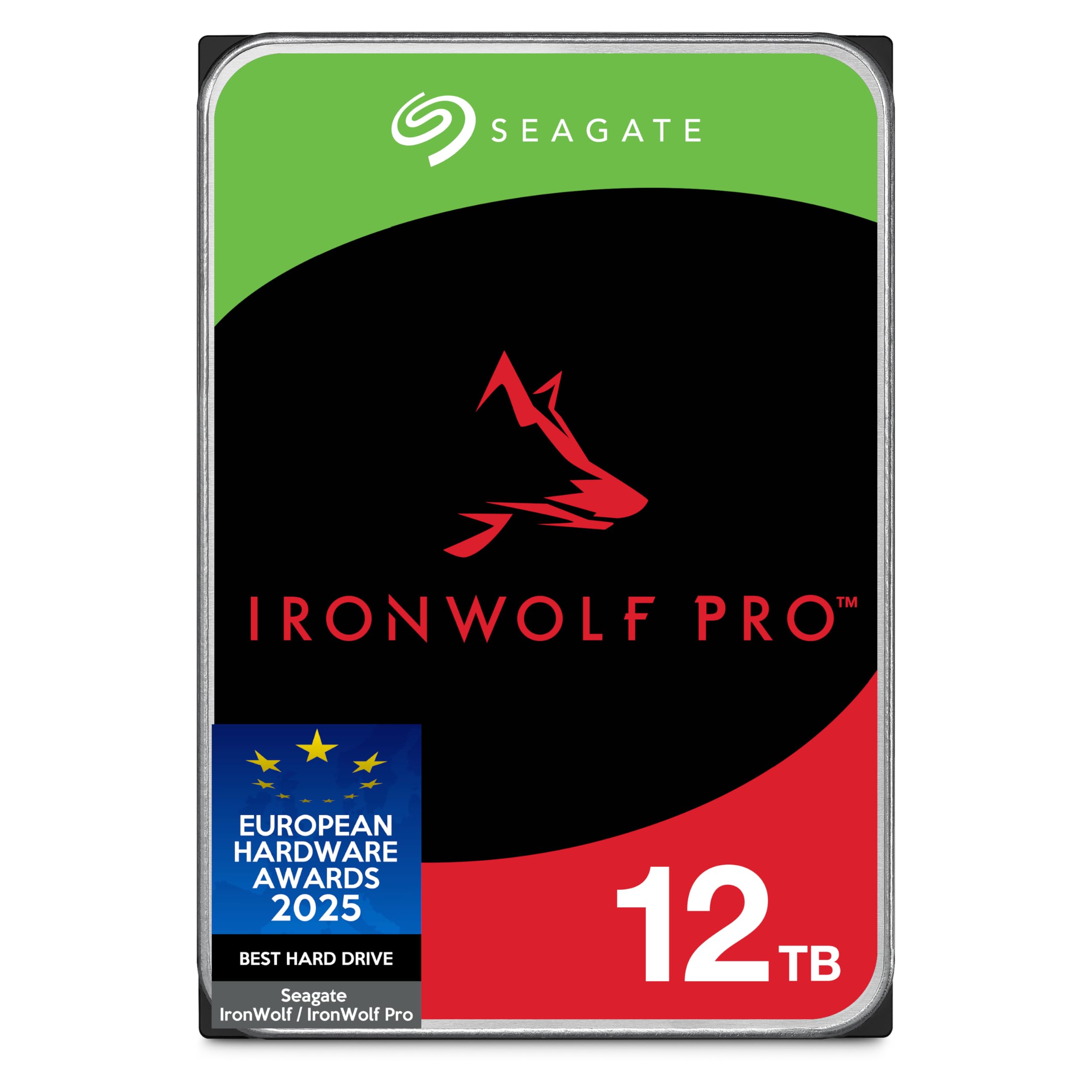 SeagateIronWolf Pro 12TB, Enterprise Internal NAS HDD, CMR 3.5 Inch, SATA 6GB/s, 7.200 RPM, 256MB Cache for RAID NAS, Data Rescue Services, Frustration Free Packaging (ST12000NTZ01)
