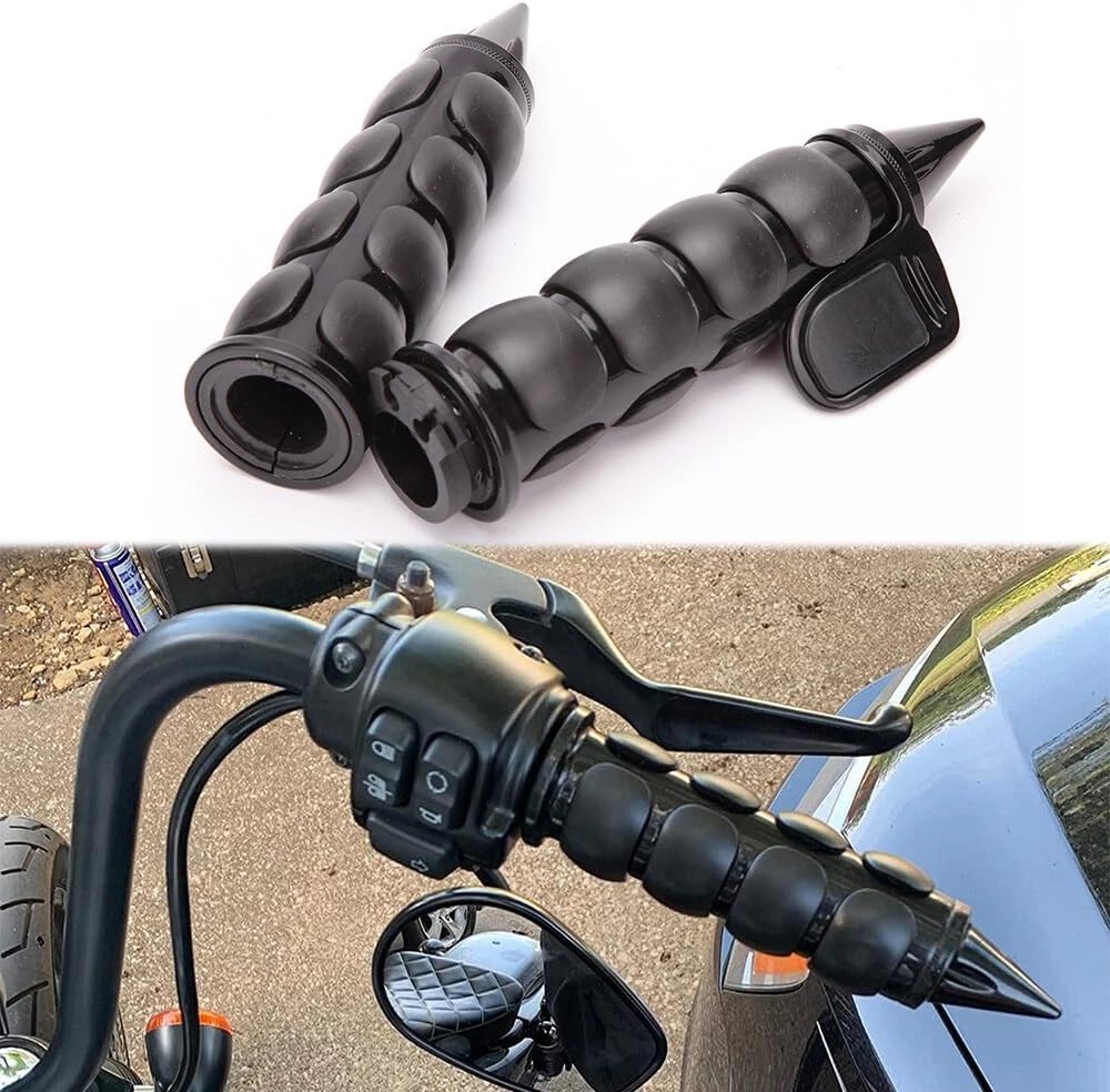 1" Motorcycle Hand Grips Chrome Black Handlebar Grip with Throttle Assist Fits 25mm(1") Handlebars for Harley Davidson,for Honda Yamaha Suzuki and for Kawasaki (Chrome_Tapered)