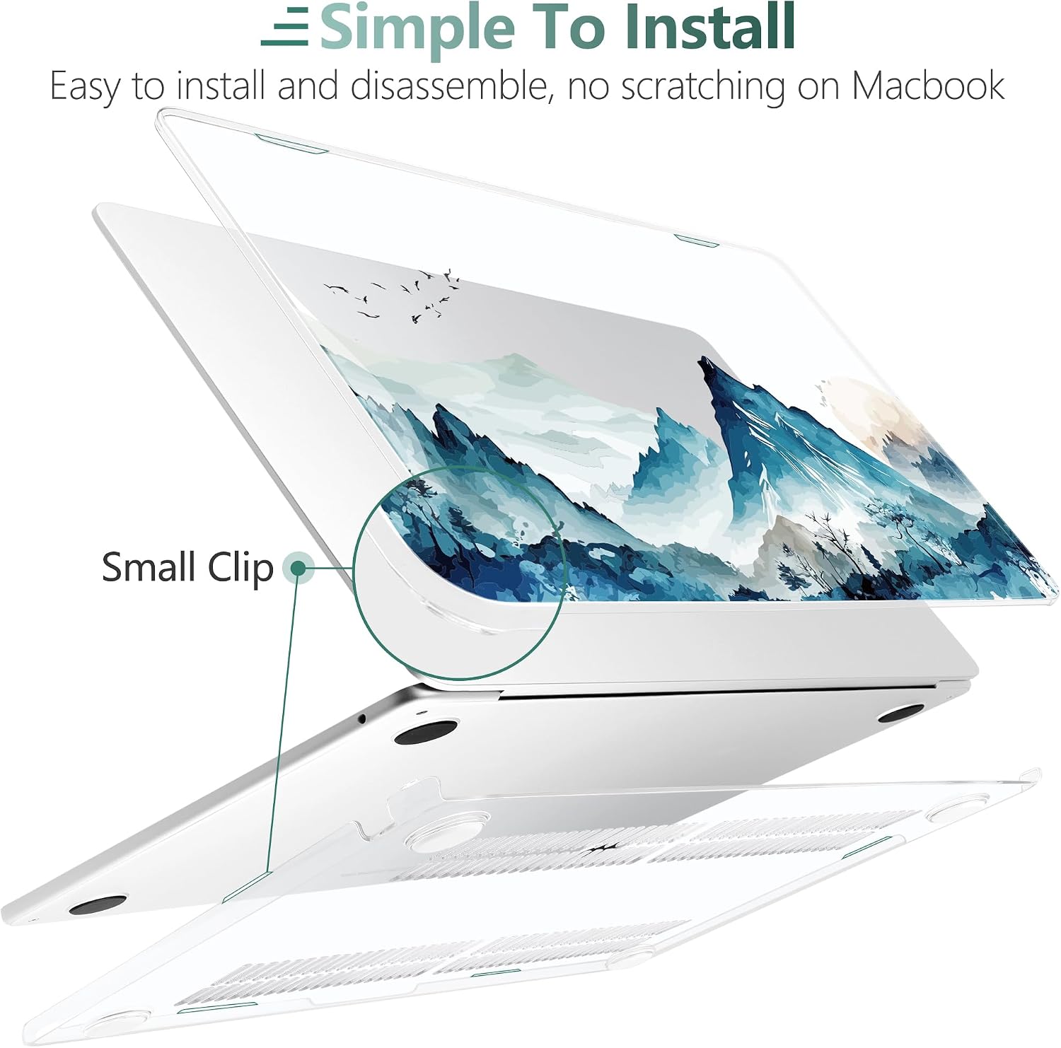 DONGKE for MacBook Air 13.6 Inch Case 2026 2025 2024-2022 A3449 A3240 A3113 A2681 M5 M4 M3 M2 Touch ID, Plastic Hard Shell & Keyboard Cover & Type C Adapter for MacBook Air 13 inch, Mountain
