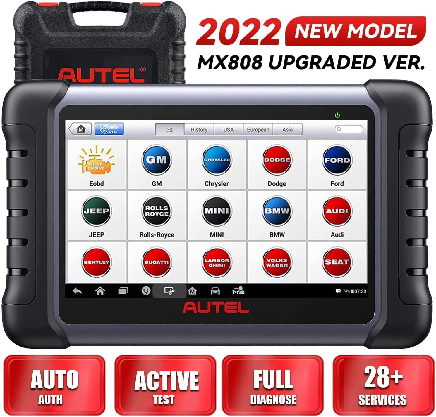 Autel MaxiCOM MK808S OBD2 Diagnostic Tool, 2025 Car Diagnostic Tool as MX808S, MK808BT Pro, Function as MaxCOM MK900BT with All System Diagnostics, 28+ Service, Active Test, Injector Coding, Android