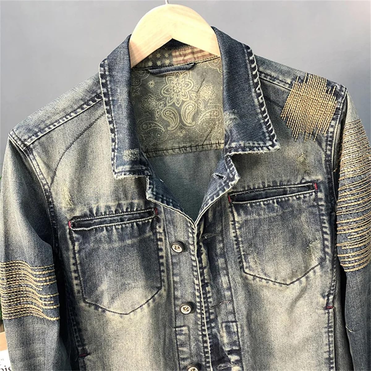 Slim Fit Car Casual Men's Denim Jacket Coat Oversized Vintage Denim Jacket