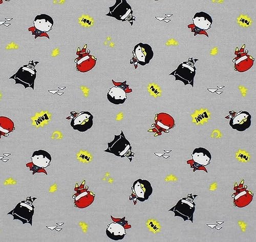 Miniatura 1 de FlashPhoenix Tela de costura de calidad – Tiny Super Heroes on Grey 100% algodón franela tela por el tamaño; por The Half Yard 18 x 44
