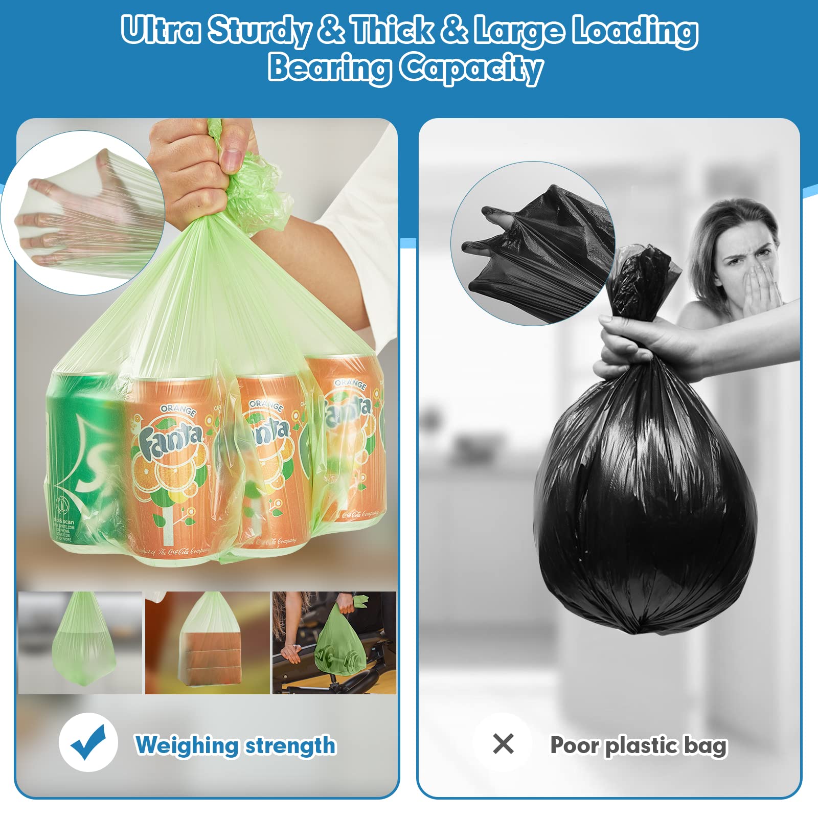 Bolsas de basura pequeñas verde 4 galones biodegradables
