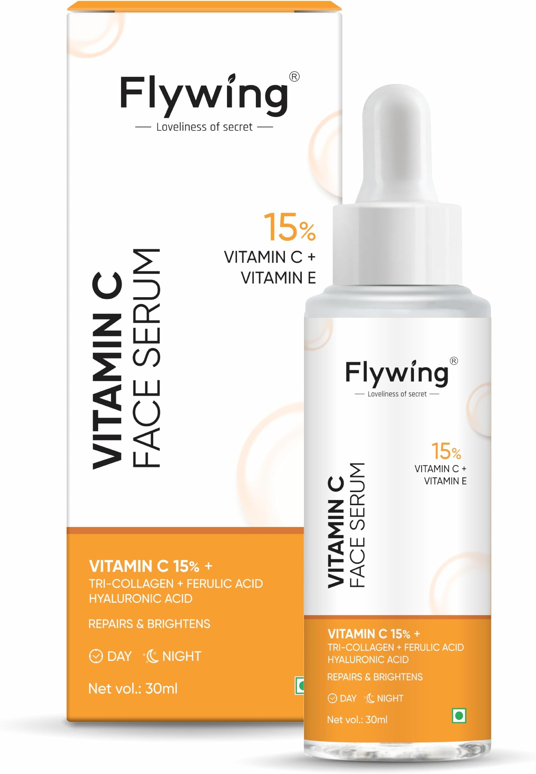 15% Vitamin C Serum For Glowing Skin | Face Serum added Blueberry Fruit Extract & Hyaluronic Acid | Fades Dark Spots | For Uneven & Dull Skin |Men & Women | 30ml
