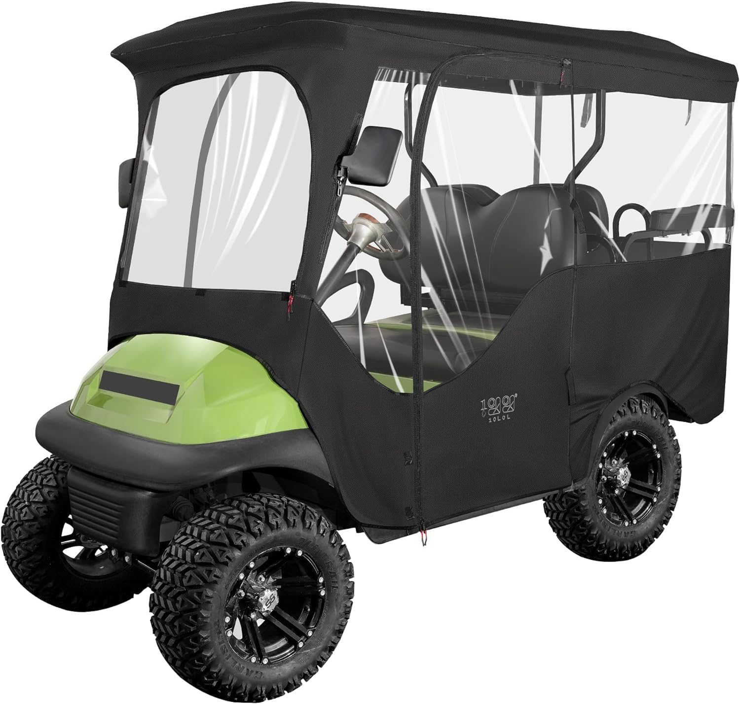 10L0L Golfwagen Abdeckung für 4 Passagier Club Car Precedent mit langem Dach bis zu 240 cm, 4-seitiges klares Fenster, 600D-Regenschutz, Allwetterschutz, winddicht, wasserdicht Golf Cart Abdeckung