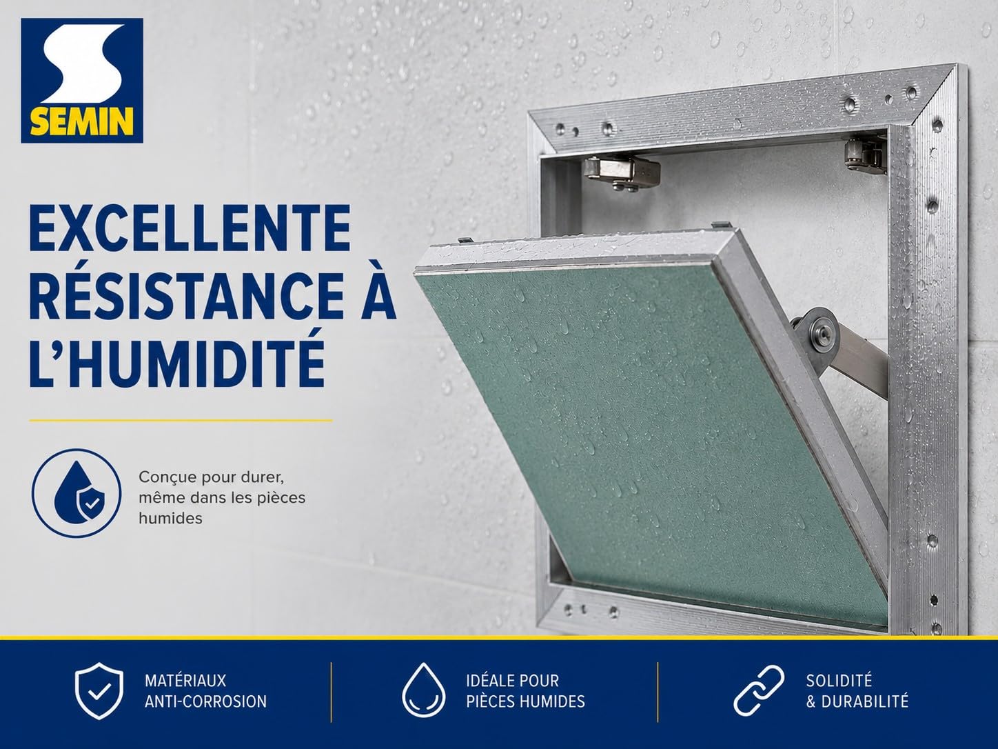 Semin - Trappe de Visite Alu Hydro - 300 mm x 300 mm - Accès aux Gaines Techniques et Conduites