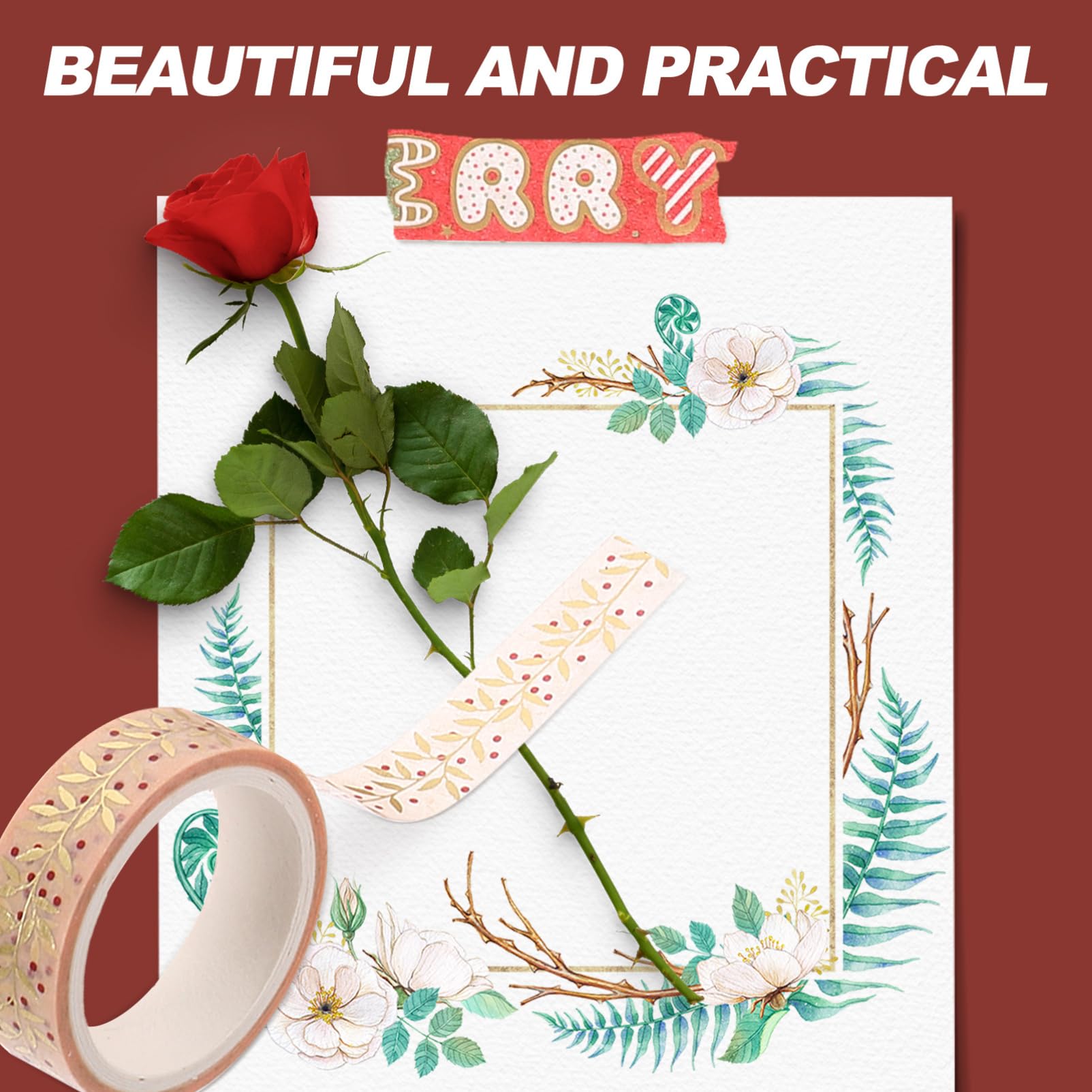 NUOBESTY 4 Set Washi Tape Washi-tape Adorn Proiettire Guarnitura Distributore Di Nastro Avvolgere Il Nastro Adesivo A Tema Natalizio Nastro Fai Da Te Per Album Carta Giapponese 8 * 4