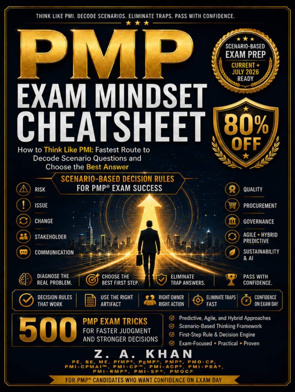 PMP Exam Mindset Cheat Sheet: “I AM PMP Certified. You can be too — faster, easier, and cost-effective.” Z.A. Khan P.E, BE, ME, PFMP, PGMP, PMP, ... RMP, SP, PMOCP) (PMP Exam Prep Simplified)