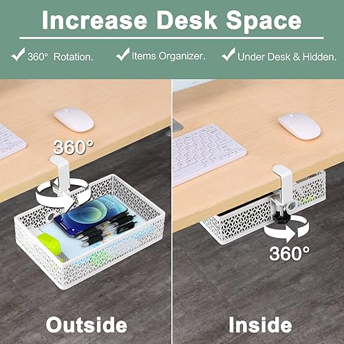 Miniatura 9 de ROSYLINE Drawer Under Desk Storage Organizer, Clamp on Desk Drawer, Under Desk Storage, Clamp Drawer Basket, Hanging Desk Storage, Under Desk Mount