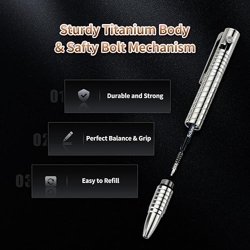 Miniatura 5 de Bolígrafo EDC de 4 pulgadas, mini bolígrafo de metal de bolsillo de titanio, bolígrafo retráctil recargable de tinta para hombres y mujeres de uso