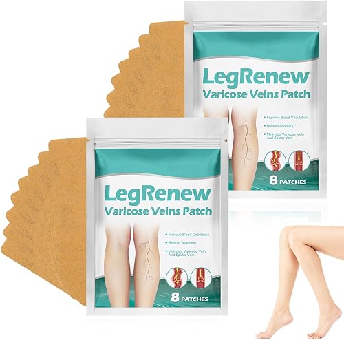 Varicose Veins Patch, Natural Herbal Formula for Blood Circulation, Spider Vein Relief, 8 Patches, 2 Packs