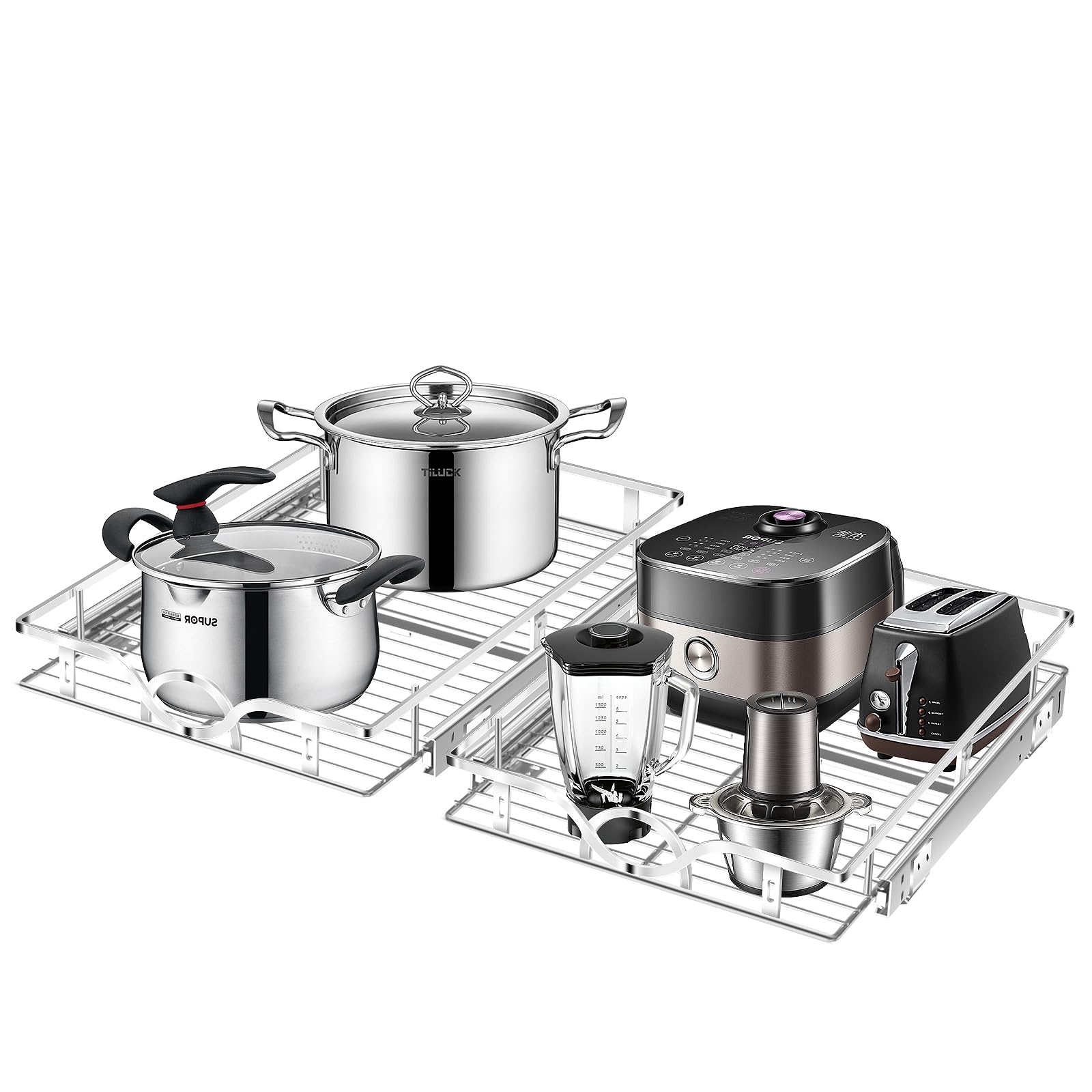 Tksrn Pull Out Cabinet Organizer(14" W x 21" D) 2 Pack,cabinet drawers slide out shelves for kitchen,under sink organizer Storage for cabinet in home, Pantry, Bathroom（NEED 15" W and 22" D Cabinet）