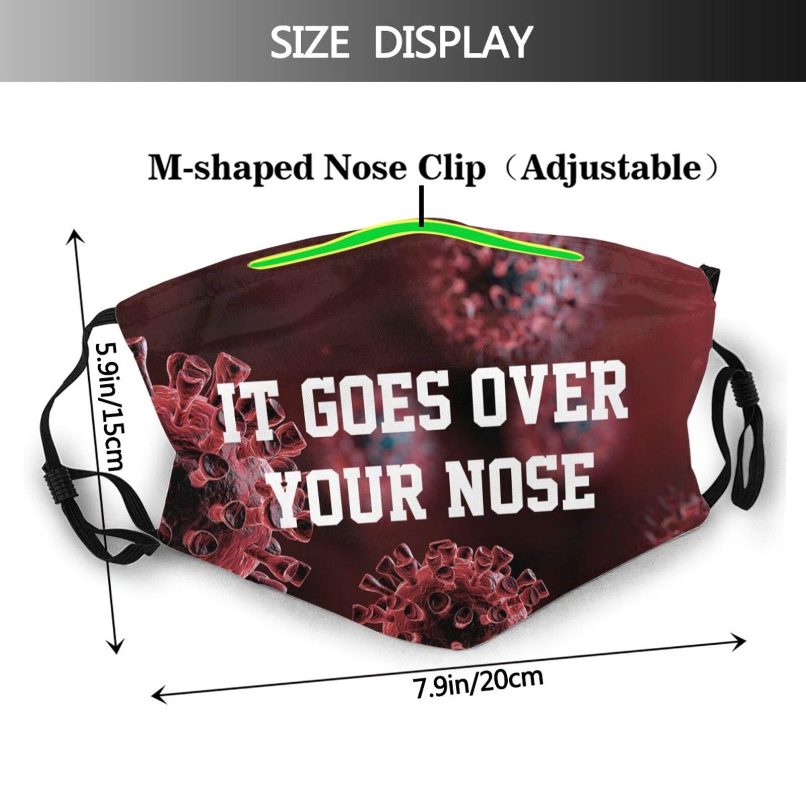 It Goes Over Your Nose Printing Face Mask, Breathable|Washable-with 2 Filter for Adult|Teens-Anti Dust Mouth Balaclava Cover