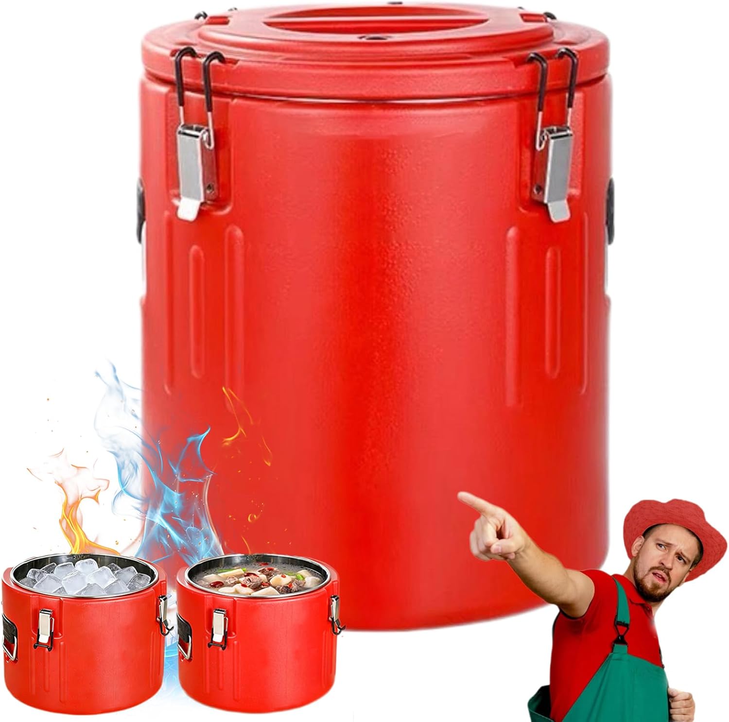 31.7 QT Insulated Soup Container, Commercial Food Warmer for Hot or Cold, Stainless Steel Thermal Food Jar with Lid, Portable Soup Thermos for Adults for Catering & Parties (40L/42.3Qt)