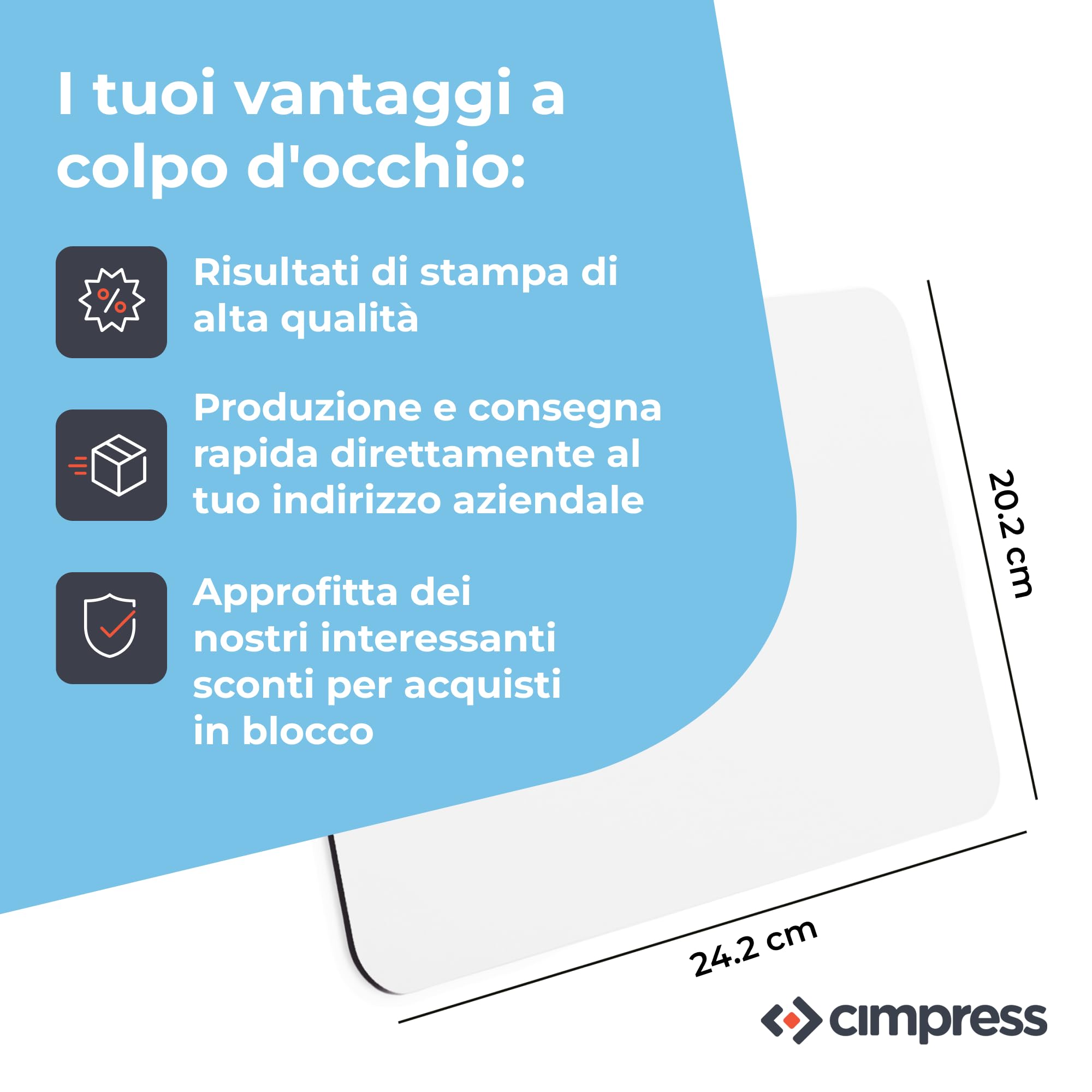 Cimpress Tappetino Mouse Personalizzato 24x20 cm Antiscivolo Idea Regalo