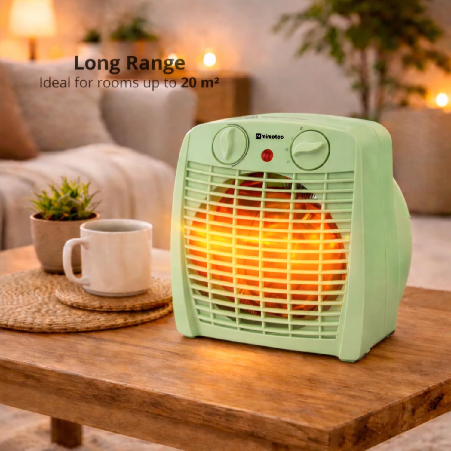 M mimotec - Calefactor Eléctrico Green Comfort 2000W Mimotec, Calefacción Portátil de Suelo, Doble Potencia 1000/2000W, Bajo Ruido <53 dB, IP20, para Estancias hasta 20 m131 — view 9