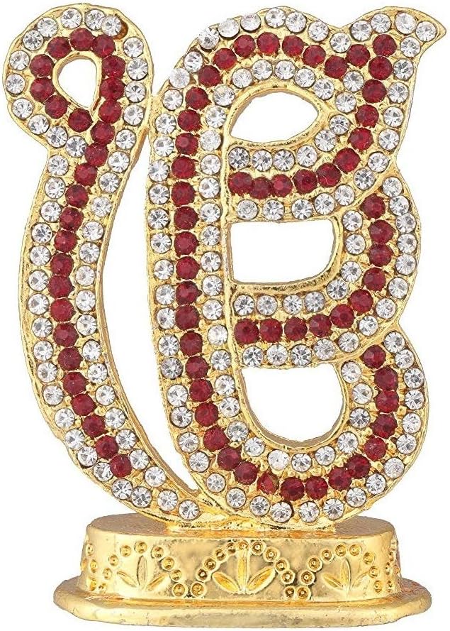 GCT Sikh Religious Symbol EK Onkar Idol IK Onkar Idol (B-37) Maroon Metal Statue for Home Décor Car Dashboard Mandir Pooja Murti Temple Puja Office Table Showpiece