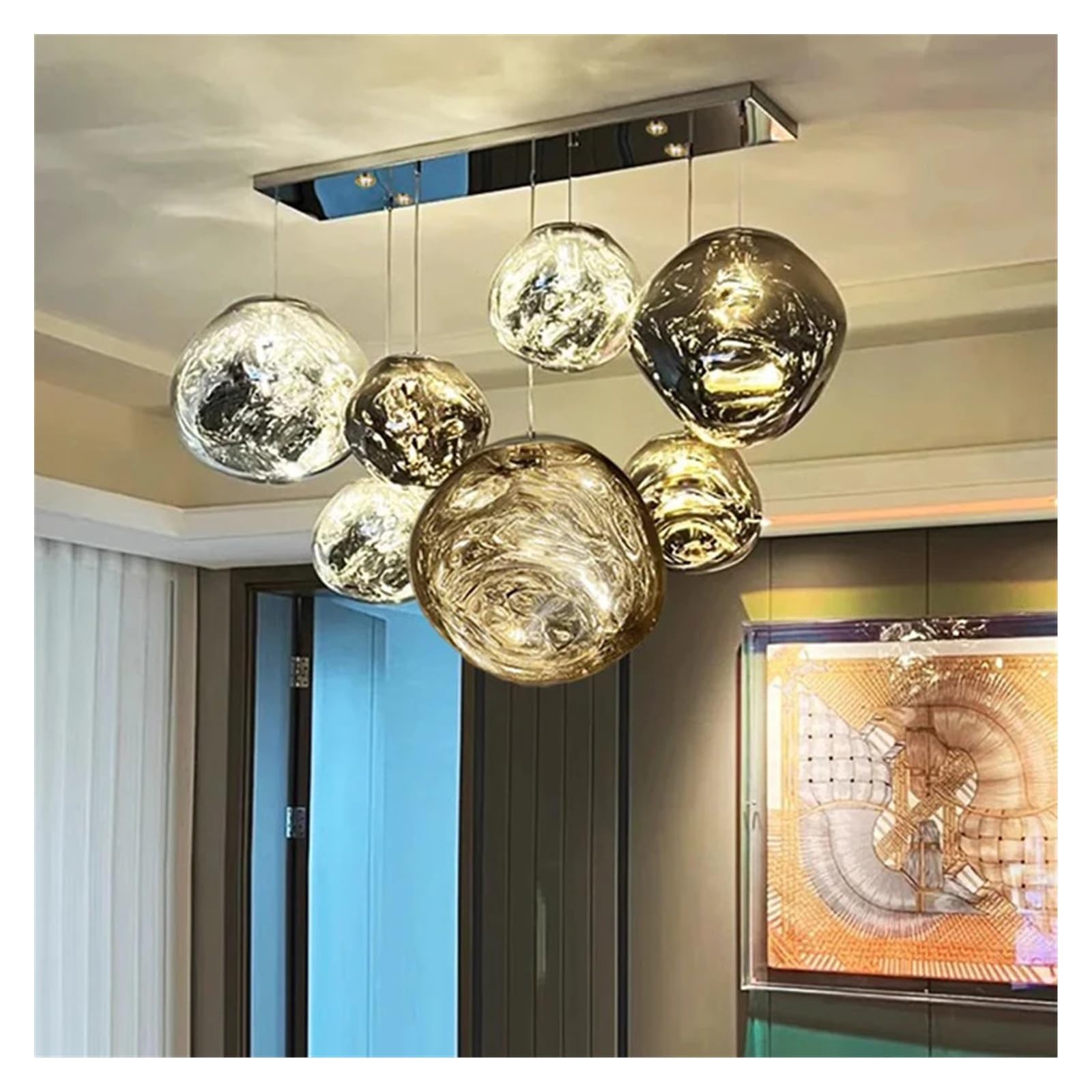 Nowoczesne oświetlenie wiszące do jadalni oświetlenie wewnętrzne lampa sufitowa wiszące światło led żyrandole do salonu oświetlenie (7 głowic, ciepła)