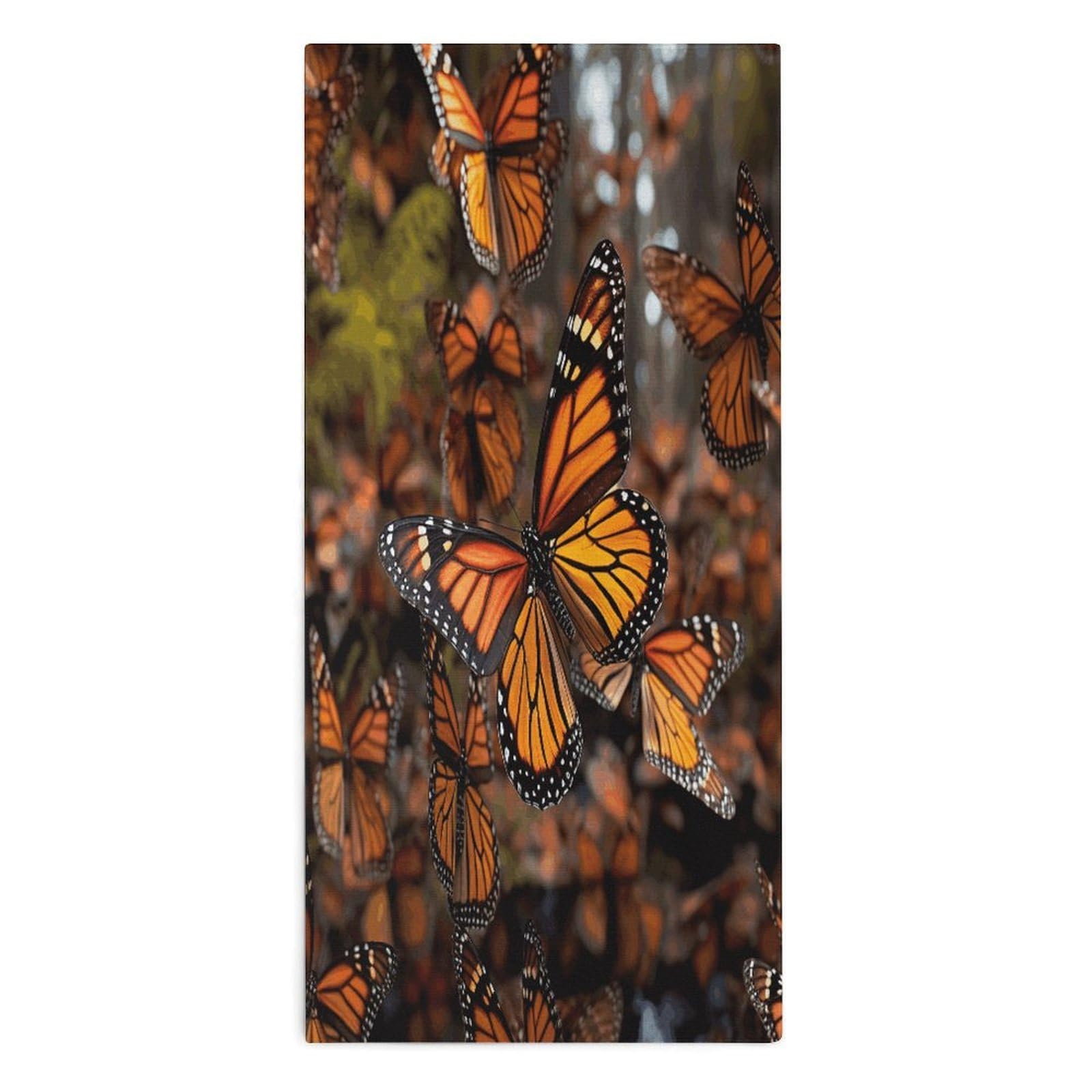YUXBVKRS Monarch Butterflies Hand Towels for Bathroom 14x29 Inch