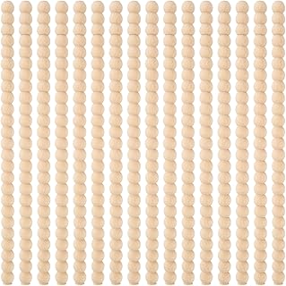 16 Pcs Decorative Half Wooden Beads Trim Molding Unfinished 3D Decorative Bead Pearl Wood Molding for Home Wall Cabinet Shelf and Window Door,Cute DIY Moulding Trim(15.75 x 0.7 x 0.4 Inch)