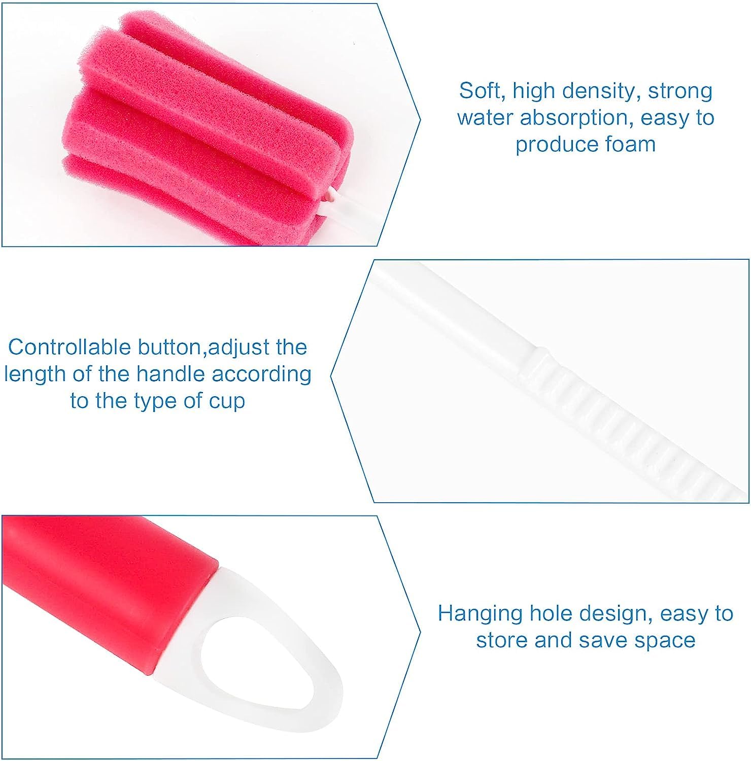 Set 6 Spazzole In Spugna Per Biberon E Bottiglie - Pulizia Profonda Per Strettoie - Foto 9