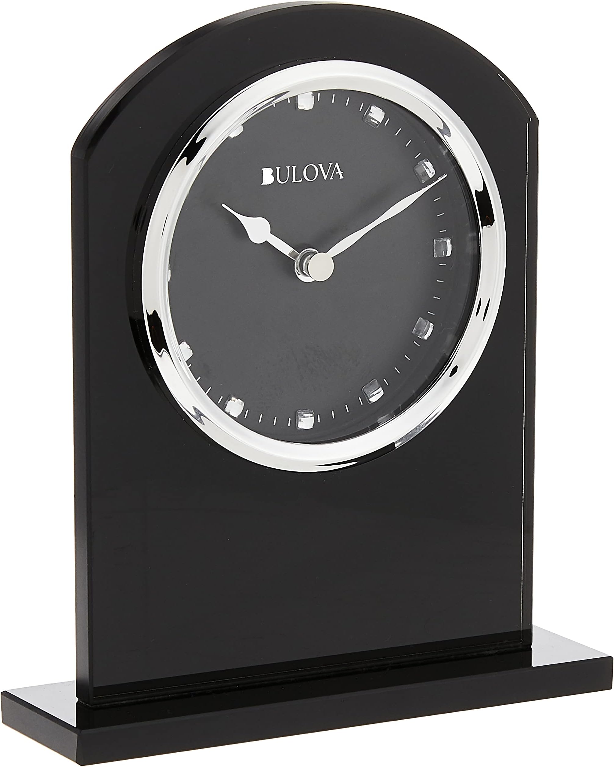 B5010 Ebony Crystal Desk Clock, Black