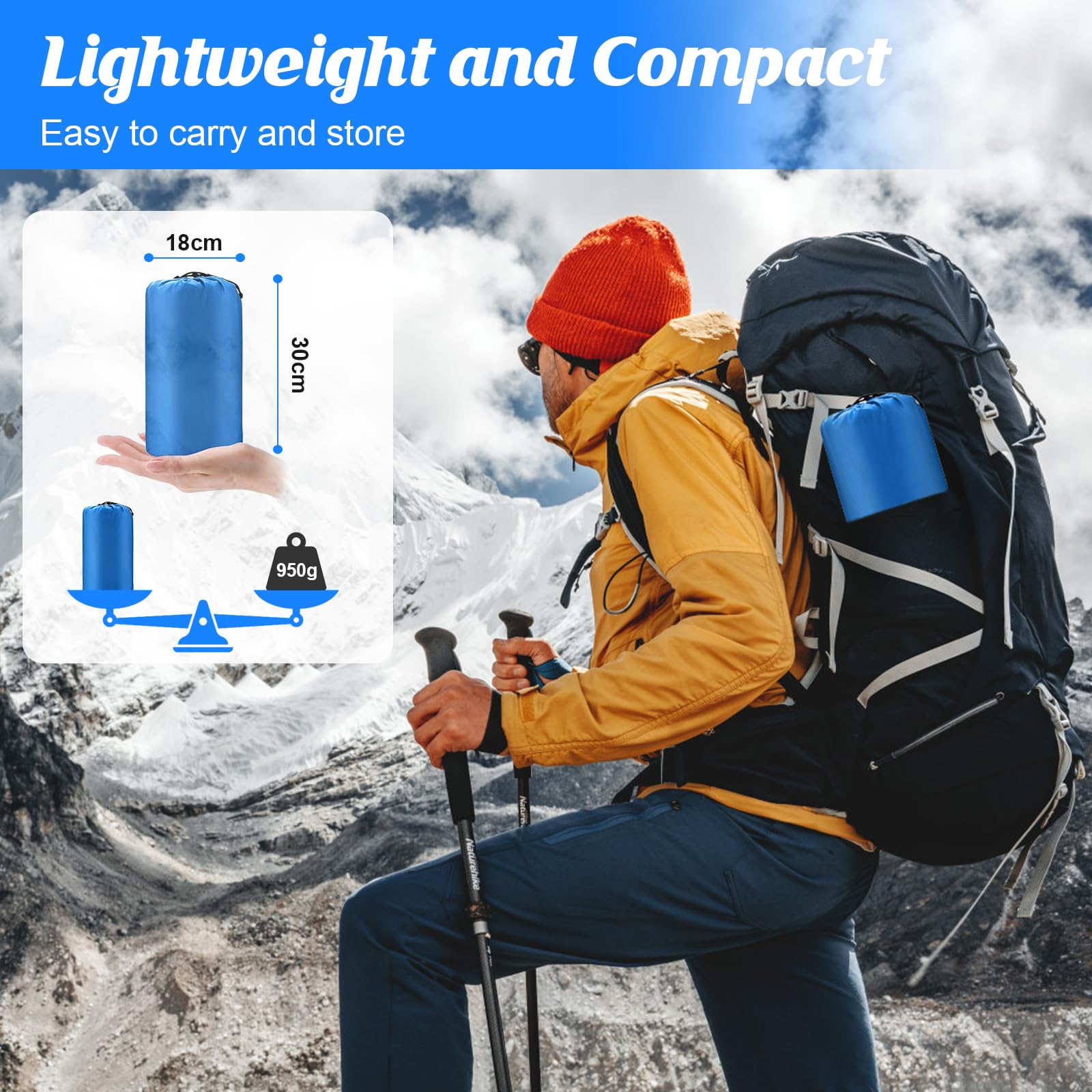 Materassino Autogonfiabile Campeggio 12 Cm - Con Pompa A Pedale, Impermeabile, Leggero, Per Trekking E Viaggi