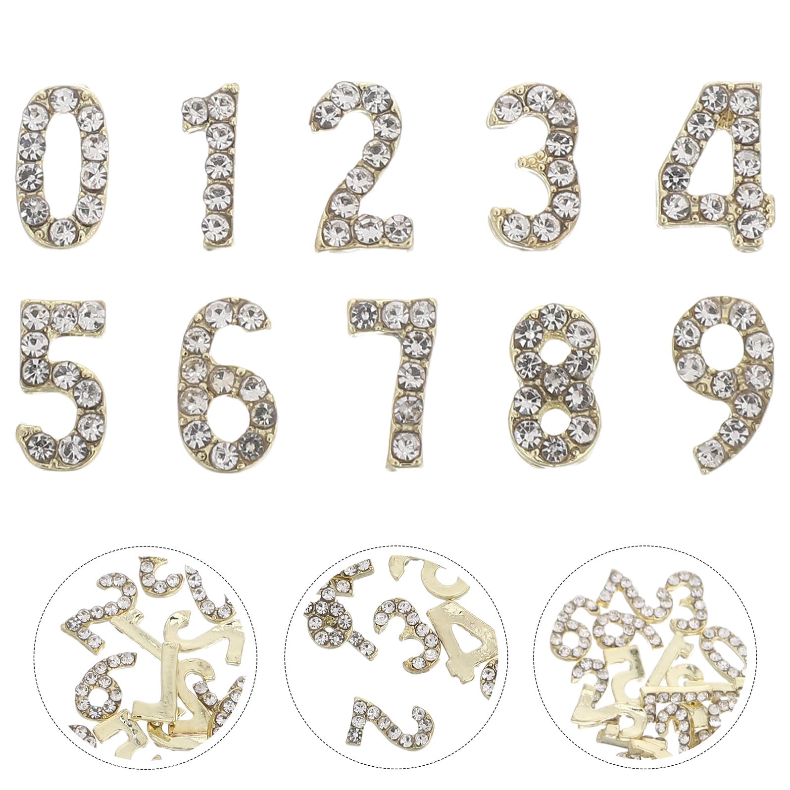 Decorazione Unghie Charm Numerici Flatback in Ferro Oro 100 Pezzi | Accessori Gioiello per Nail Art Creativa, per Feste e Performance, Design Unico e Finitura Brillante