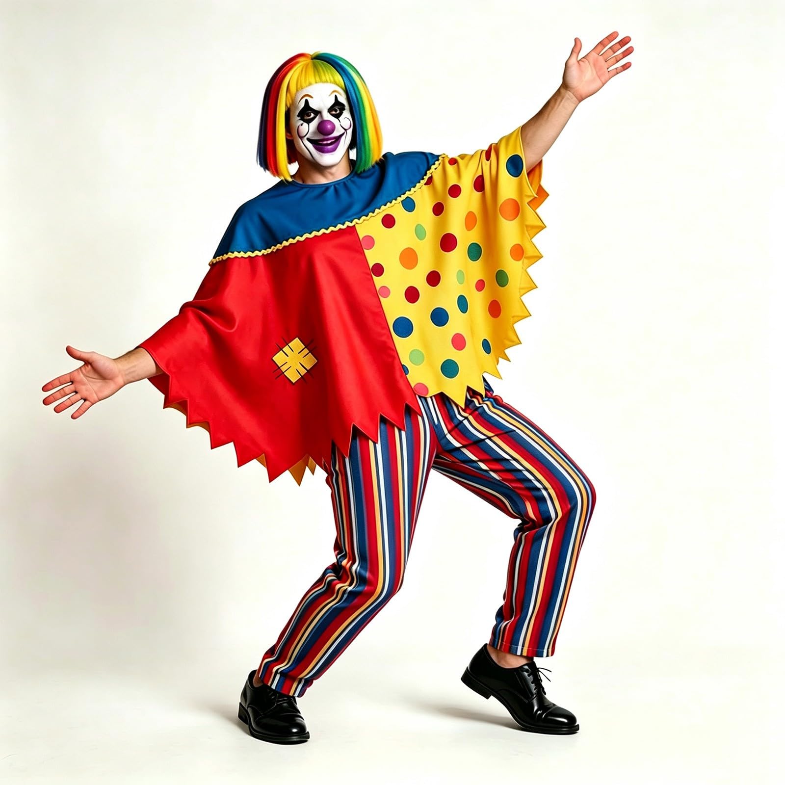 Halloweenkostüm Damen Clown Umhang Cosplay Party Joker Outfit Karneval Kostüm Damen Set Cape Bunt Lustig