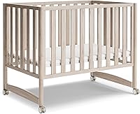 MAMAZING EvoNook 6-in-1 Convertible Mini Crib: 100% New Zealand Pine, Portable with Wheels, GREENGUARD Gold, Small Spaces, Washed Natural