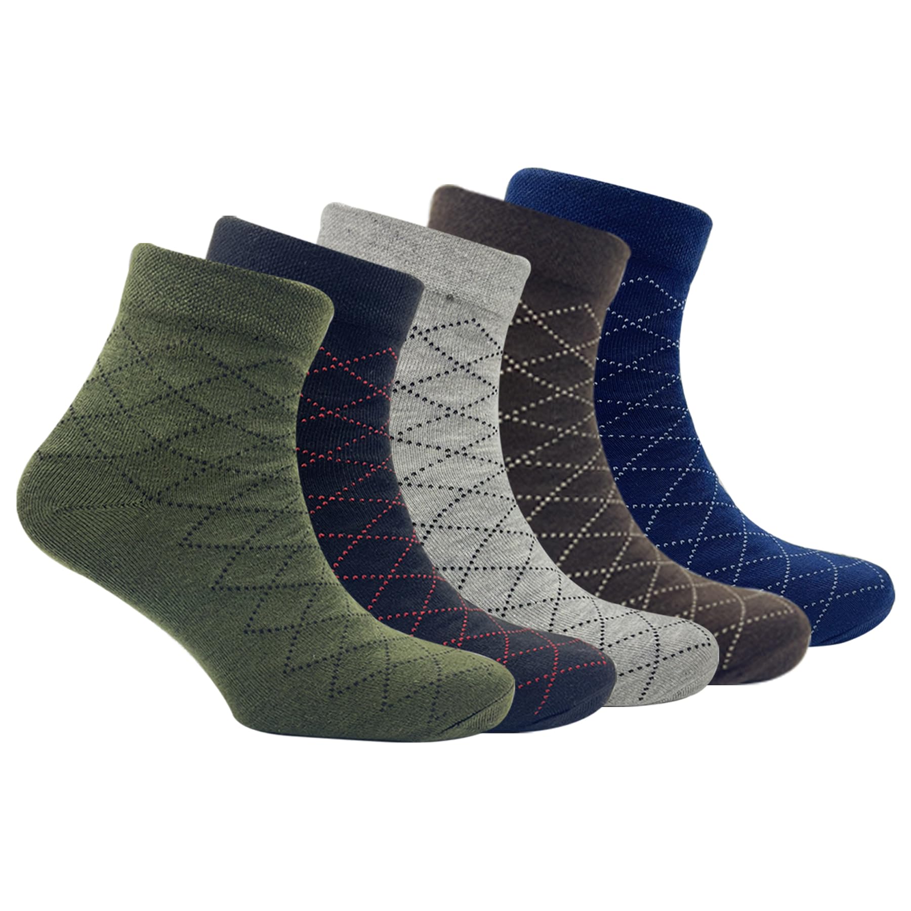Ankle Length Socks For Men multicolor Cotton Socks Self Design socks Comfort Breathable Casual Socks Pack Of 5 Pairs (Free Size)-image-7