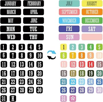 Double-Sided Magnetic Numbers and Months Date for Dry Erase Calendar Whiteboard Days of The Week and Months Calendar Dates Indicators for Office