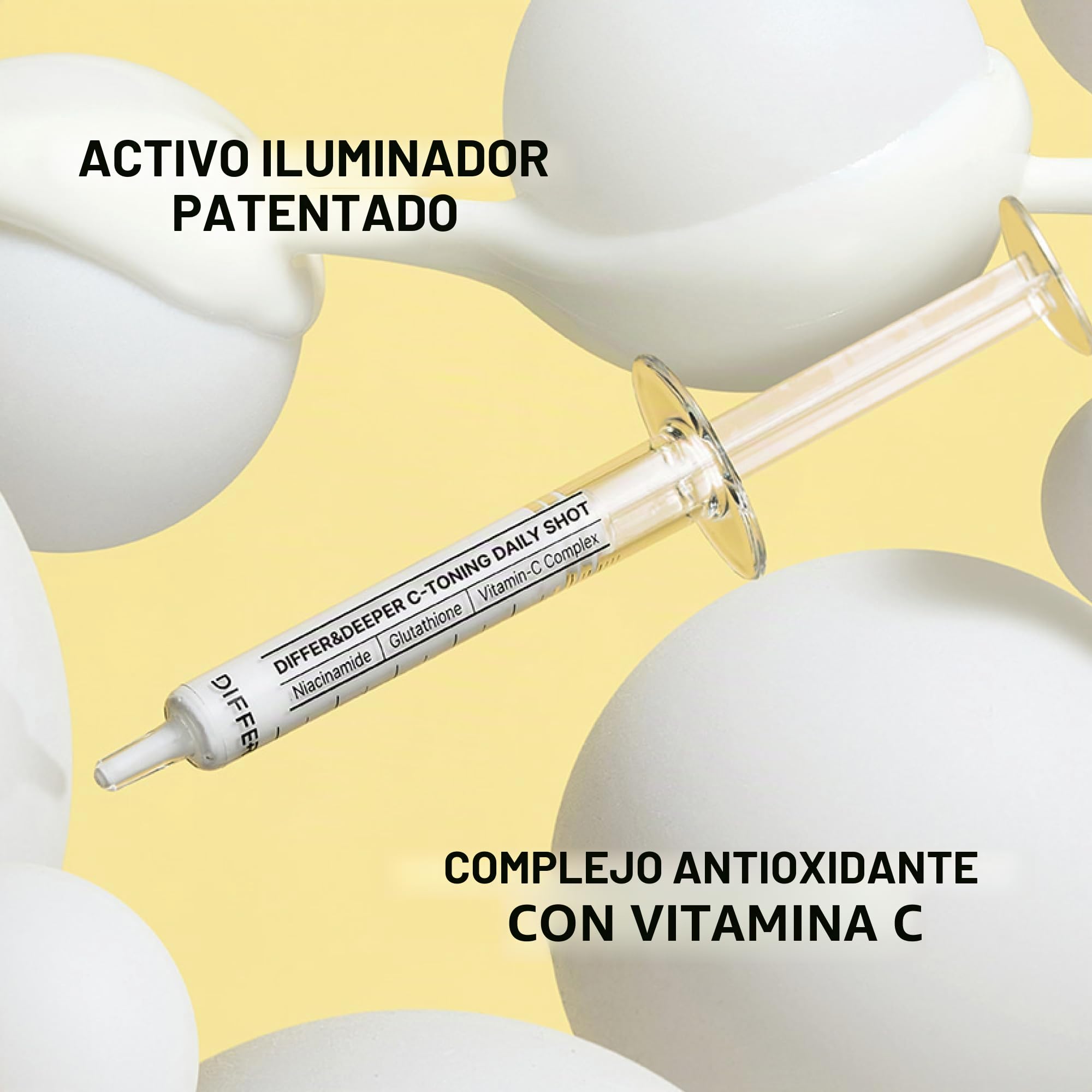 Differ&Deeper Ampollas Vitamina C, Glutatión & Niacinamida – Sérum Facial Coreano Antimanchas & Luminosidad, Tratamiento Aclarante Cura | 10 x 2,5 ml