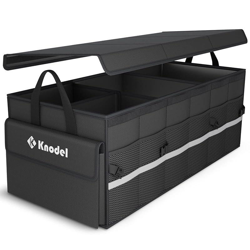 Organizador de Porta-Malas K KNODEL com Tampa, 3 Compartimentos, Dobrável, Preto