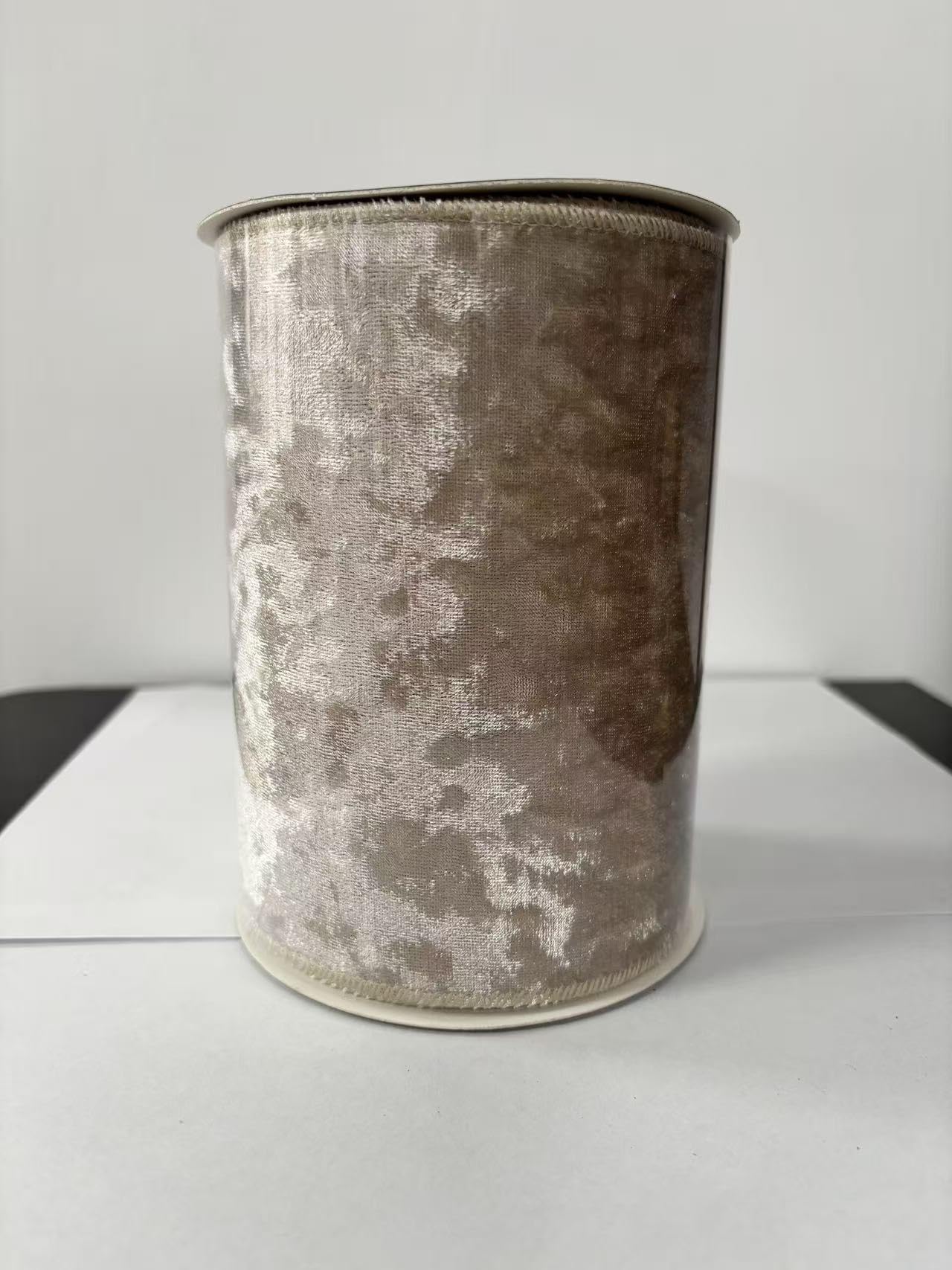 MAYREEL Crushed Velvet Wired Ribbon 6 Inch (Champagne, 10Yds)