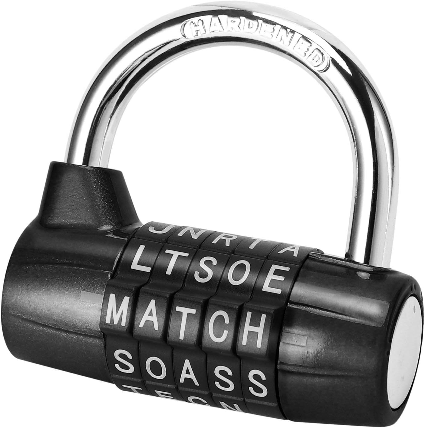 Gym Locker Lock,5 Letter Heavy Duty Alloy Padlock Password Sturdy Security Padlock-Easy to Set Your Own Keyless Resettable Combo-Black