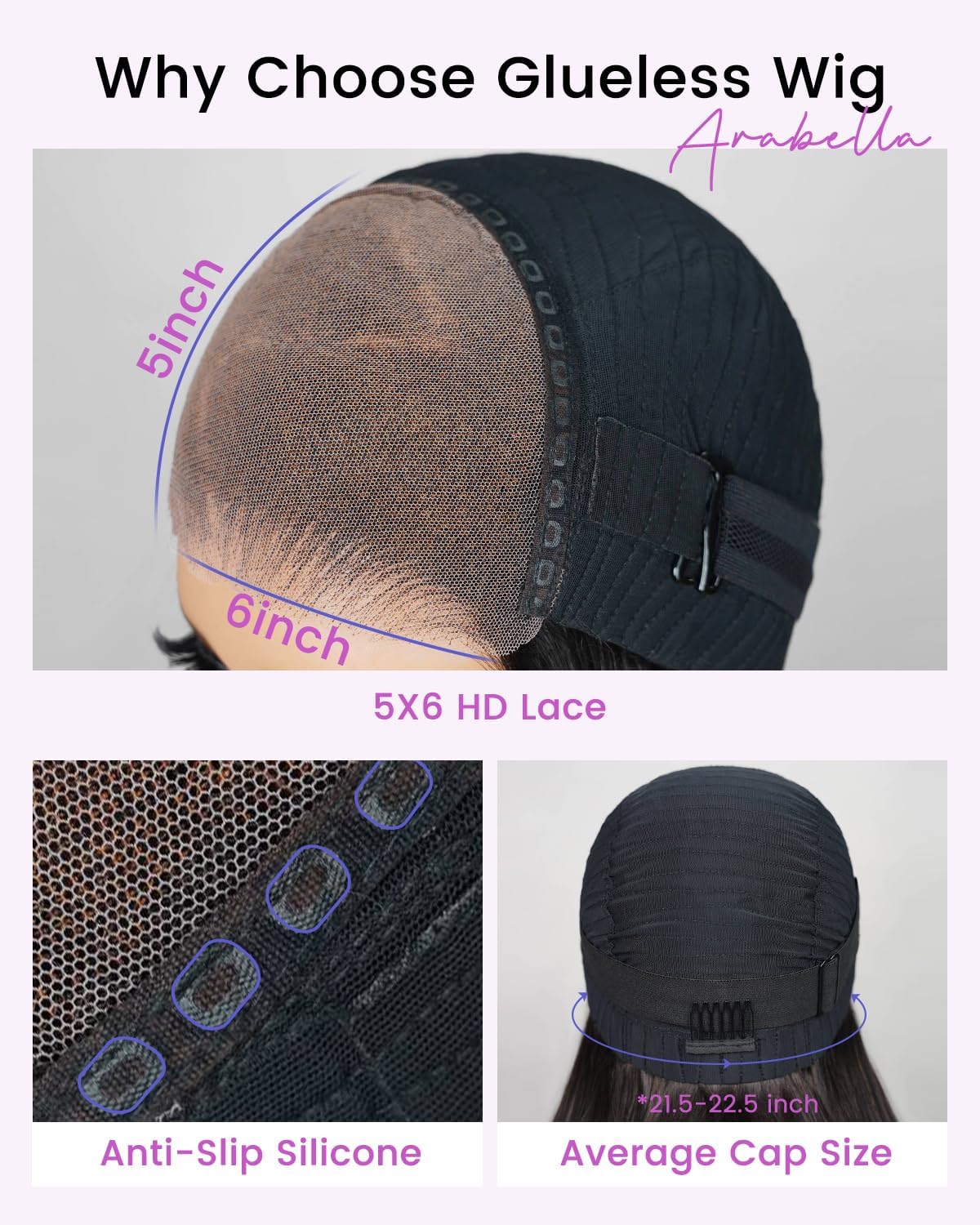 Arabella 5x6 Wear and Go Glueless Wigs Human Hair Pre Cut Lace 210% Density Lace Front Wig Human Hair Real Pre Bleached Knots Upgraded Water Wave Curly Wig (24inch, 5X6 Water Wave Wig)