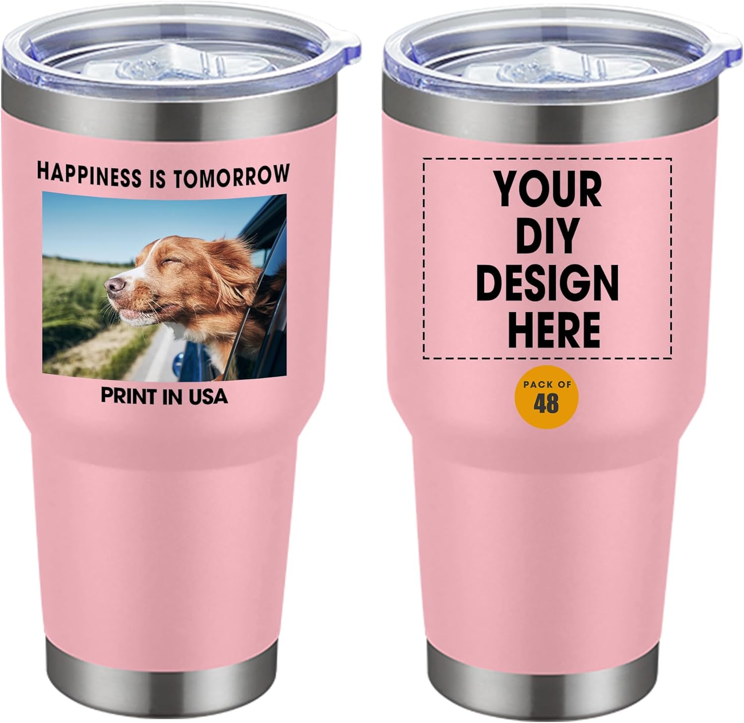Personalized Custom Tumbler Print in USA 10 Pcs 30oz Stainless Steel Coffee Cup with Lid & Straw Double Wall Insulated Tumbler with Colorful Text Logo Photo