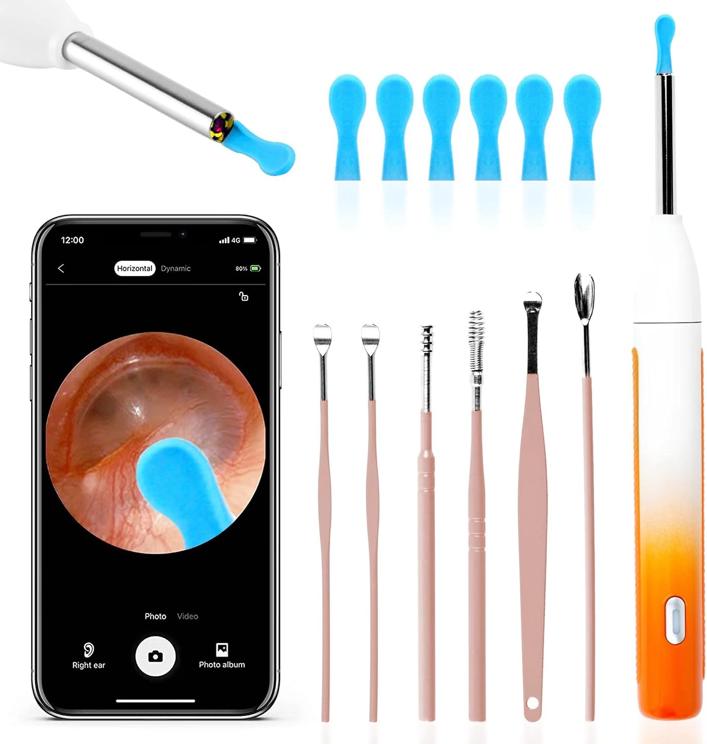 Ear Wax Removal, 1440P HD Ear Wax Removal Tool with Camera, Ear Scope Wax Cleaning Kits, 6 LED Lights, Compatible with iPhone, iPad, and Android