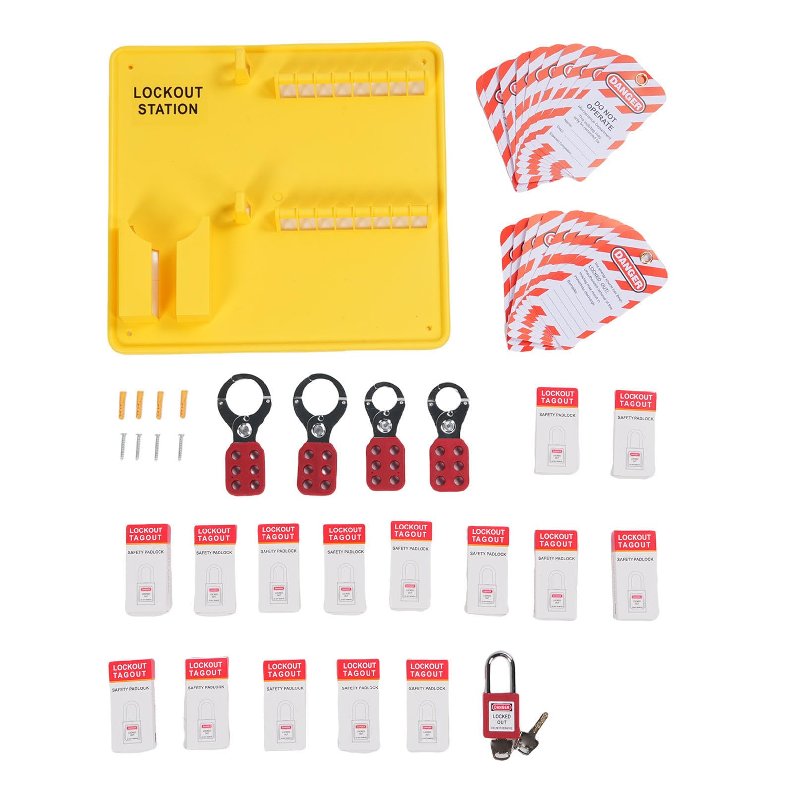 Blocco industriale Tagout Station Board PC Montaggio a parete Lock Out Tag Out Kit con 16 Lucchetti 20 4 Hasp Lock per la sicurezza