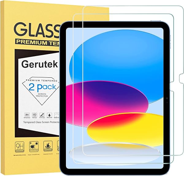 Gerutek [2 Piezas Protector Pantalla para iPad 11ª A16 / iPad 10ª Gen (2025/2022), 11/10,9 Pulgadas, Dureza 9H, HD Transparente, Antiarañazos, Sin burbujas, Antihuellas, Cristal Templado para iPad A16 - 1