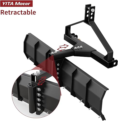 Miniatura 3 de YITAMOTOR Cuchilla niveladora de 3 puntos de 52 pulgadas para tractores Cat-0 Cat-1, hoja de raspado trasera resistente para nivelar entradas de